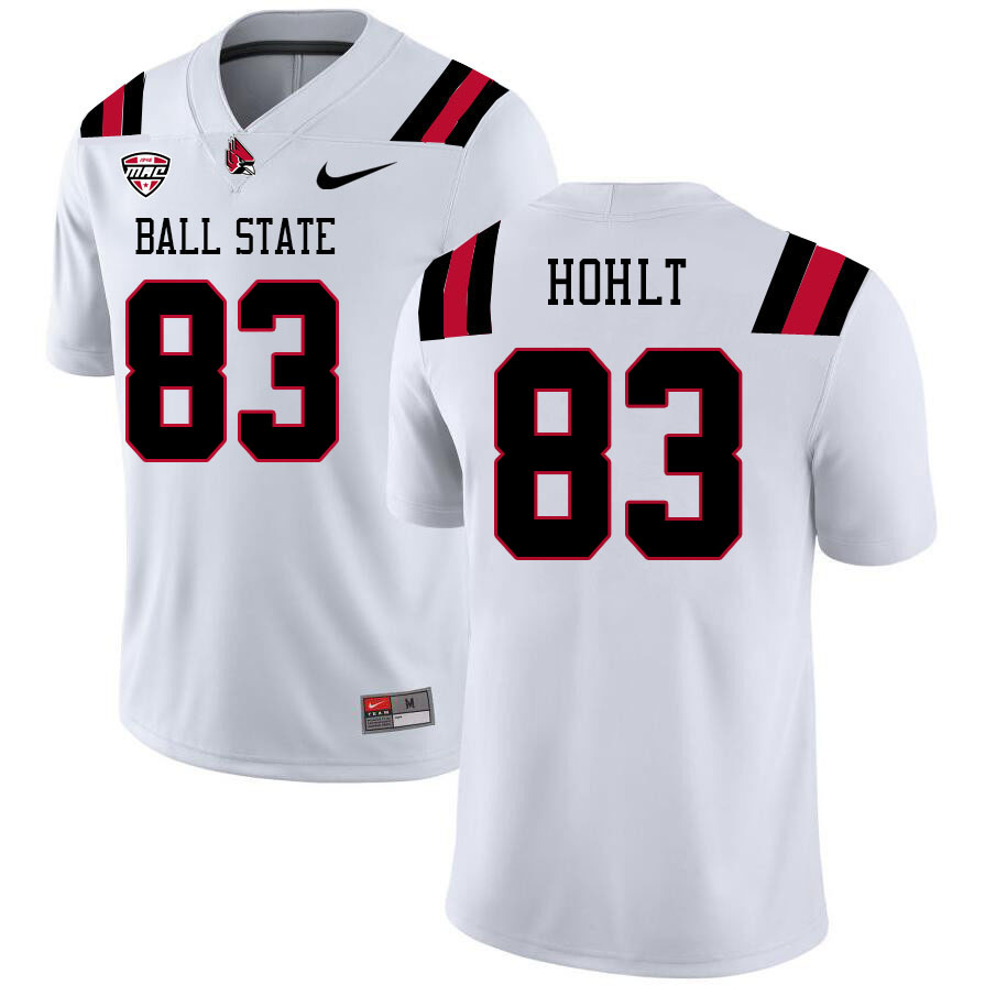 Ball State Cardinals #83 Eli Hohlt College Football Jerseys Stitched-White